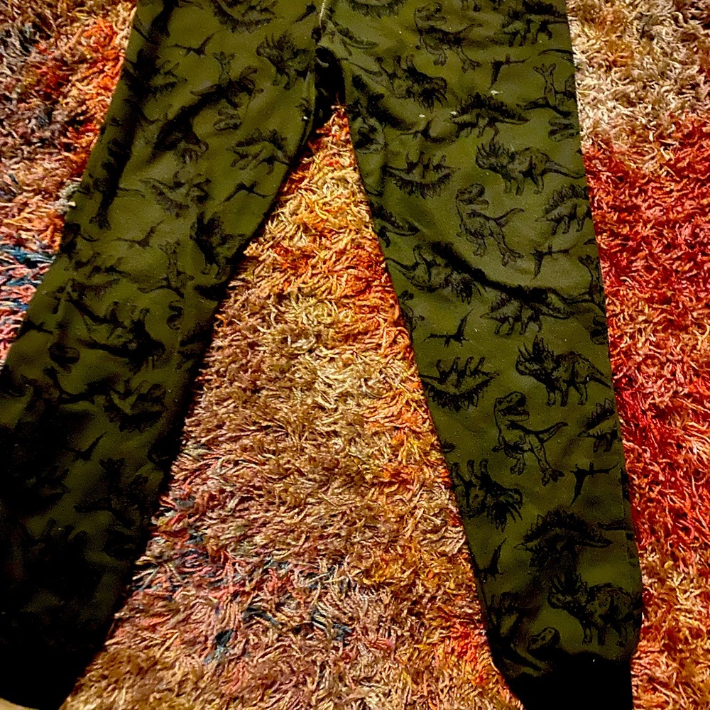 Boys Army Green Dinosaur Joggers